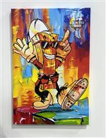 : Woody Blade painting in the paint center.